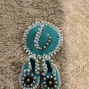 Native Glass Beaded Felt Folk Art Pin Brooch